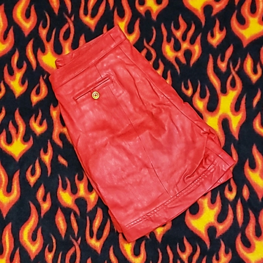 Vintage 80s Red Leather Shorts